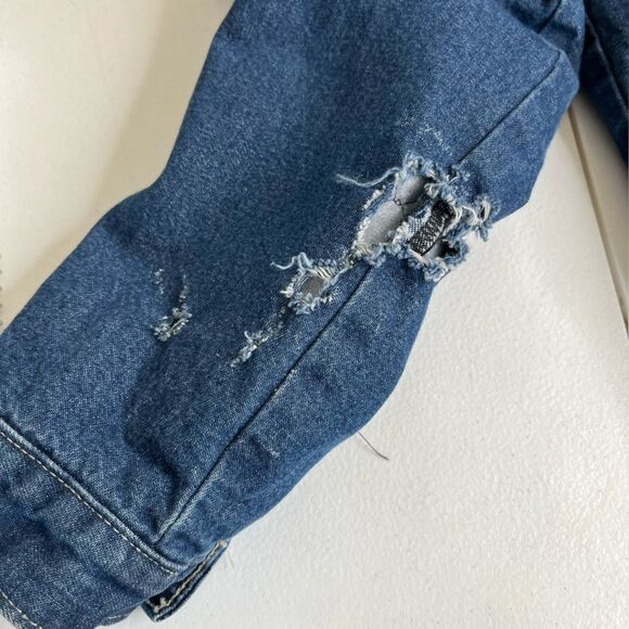 Vintage Pointer Blanket Lined Denim Barn Coat Chore Jacket THRASHED Men Small - Picture 8 of 14